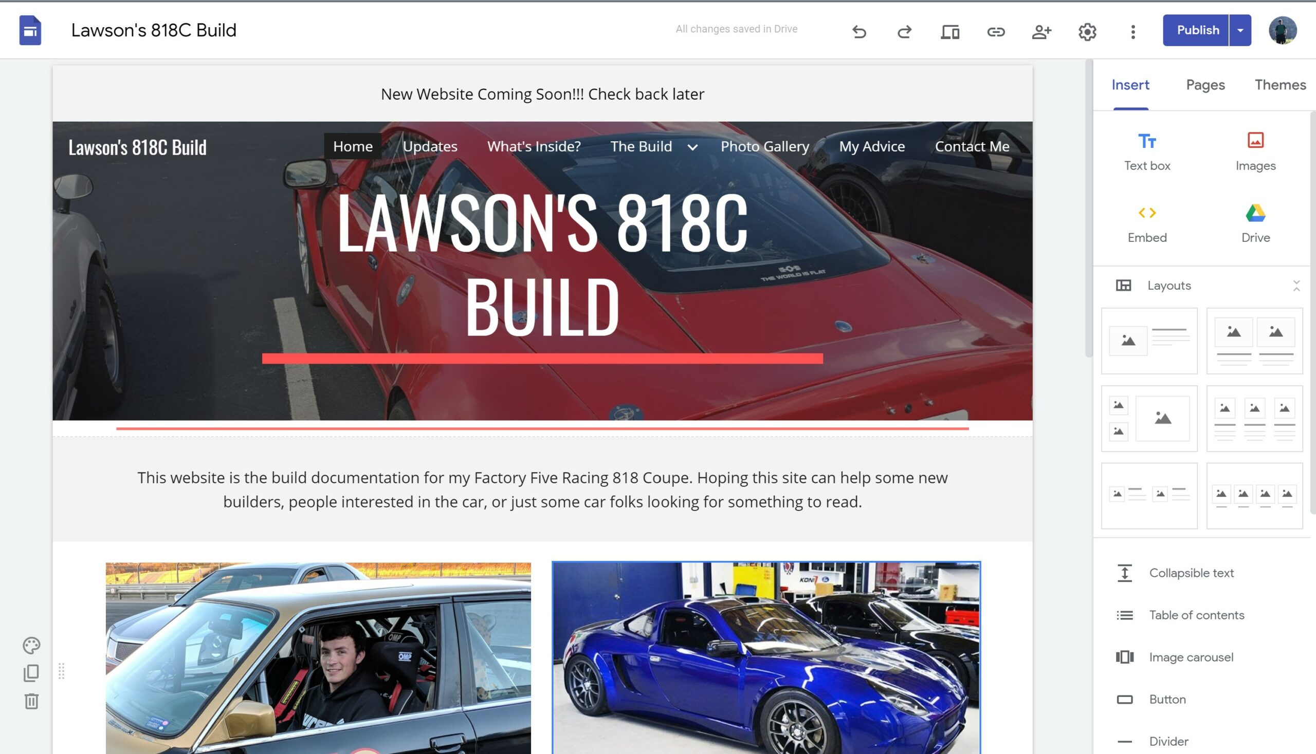 First version of Lawson's 818C Website